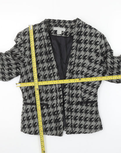 H&M Women's Black & Grey Houndstooth Blazer Size 8 Classic Fit