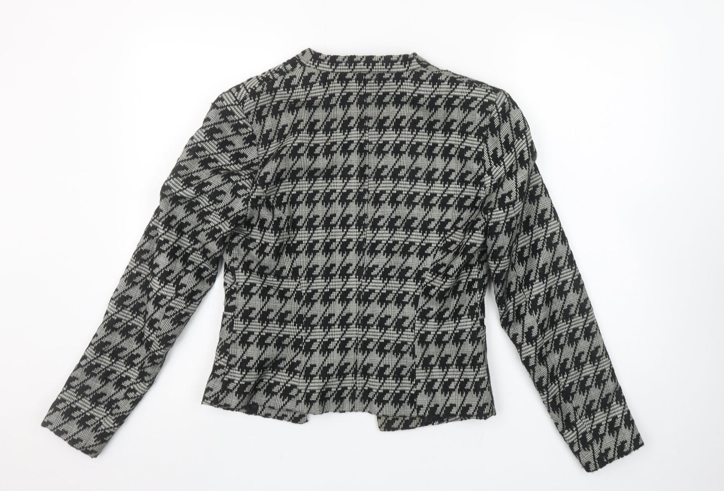 H&M Women's Black & Grey Houndstooth Blazer Size 8 Classic Fit