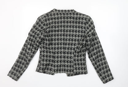 H&M Women's Black & Grey Houndstooth Blazer Size 8 Classic Fit