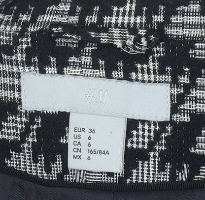 H&M Women's Black & Grey Houndstooth Blazer Size 8 Classic Fit