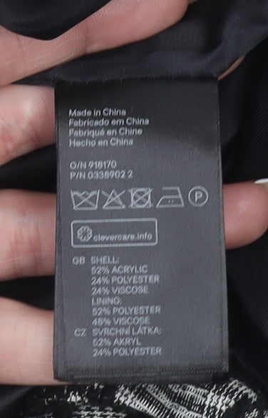 H&M Women's Black & Grey Houndstooth Blazer Size 8 Classic Fit