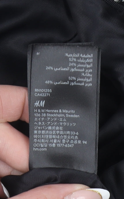 H&M Women's Black & Grey Houndstooth Blazer Size 8 Classic Fit