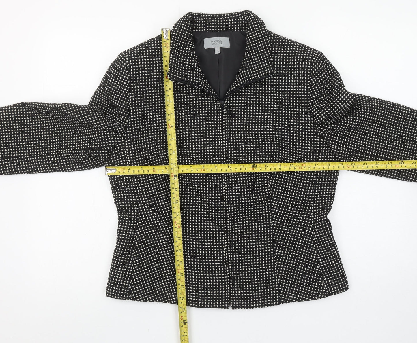 Marks and Spencer Womens Black Mix Size 12 Classic Tweed Suit Jacket