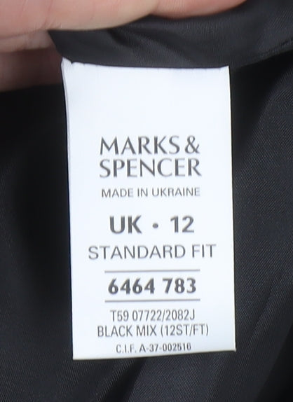 Marks and Spencer Womens Black Mix Size 12 Classic Tweed Suit Jacket