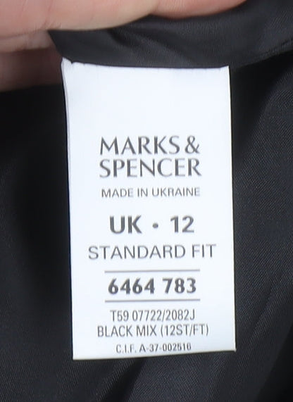 Marks and Spencer Womens Black Mix Size 12 Classic Tweed Suit Jacket