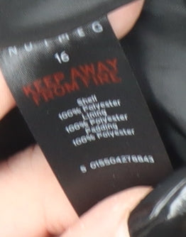 Nutmeg Womens Black Size 16 Puffer Jacket Quilted Zip Coat