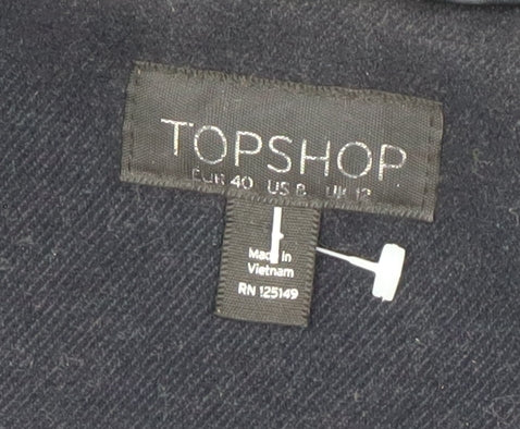 Womens UK Size 12 Topshop Black Parka Coat