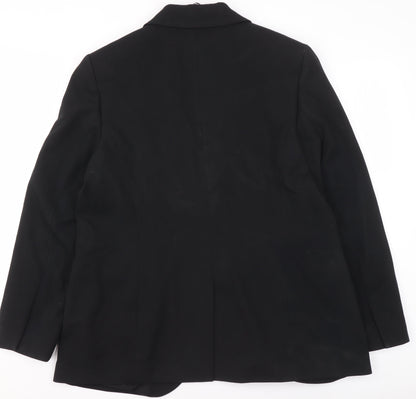 Marks and Spencer Women Black Size 14 Regular Single-Breasted Blazer