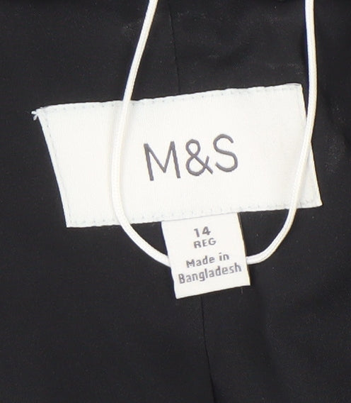 Marks and Spencer Women Black Size 14 Regular Single-Breasted Blazer