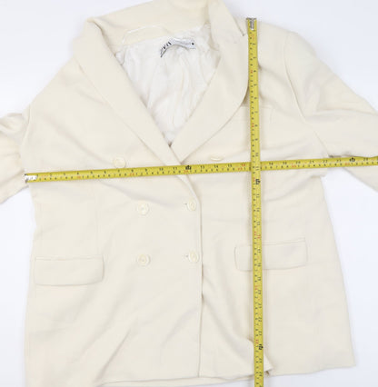 Zara Women Ivory Double-Breasted Blazer Jacket Size 18