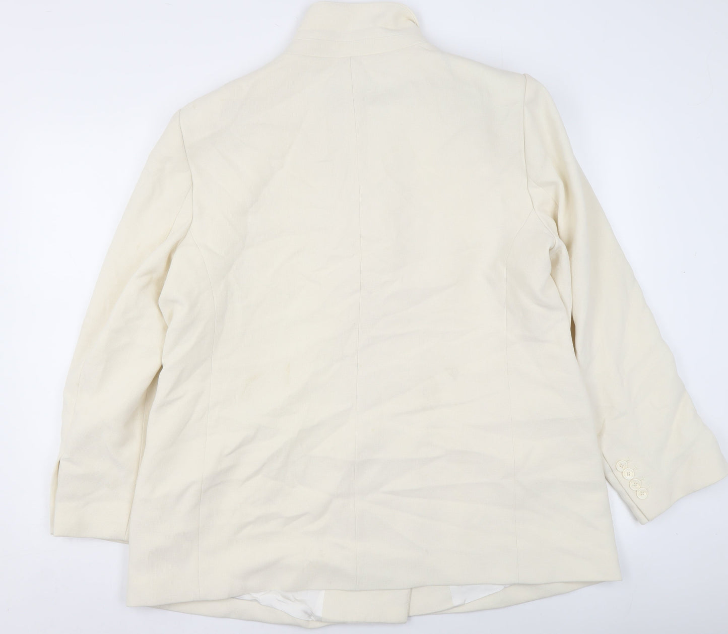 Zara Women Ivory Double-Breasted Blazer Jacket Size 18