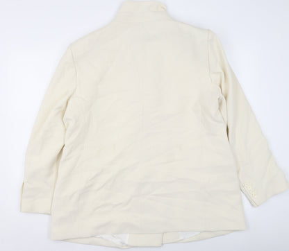 Zara Women Ivory Double-Breasted Blazer Jacket Size 18
