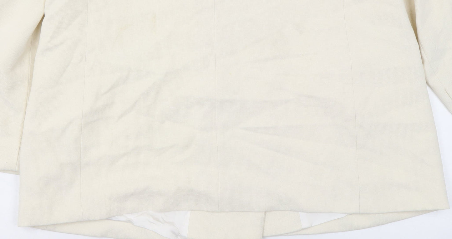 Zara Women Ivory Double-Breasted Blazer Jacket Size 18