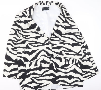 ASOS DESIGN Women’s Zebra Print Black White Blazer UK 10 Regular Fit