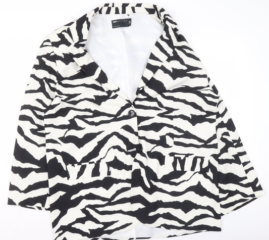 ASOS DESIGN Women’s Zebra Print Black White Blazer UK 10 Regular Fit