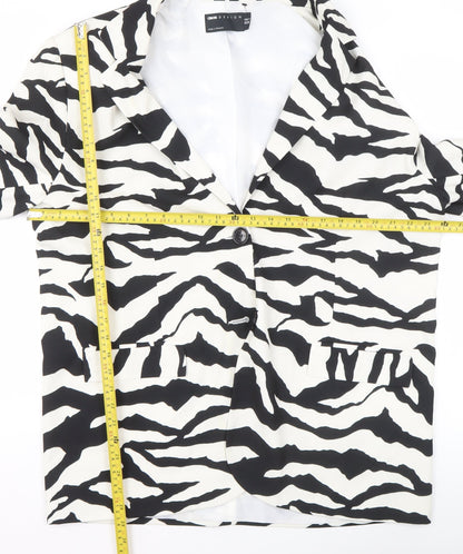 ASOS DESIGN Women’s Zebra Print Black White Blazer UK 10 Regular Fit