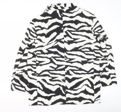 ASOS DESIGN Women’s Zebra Print Black White Blazer UK 10 Regular Fit