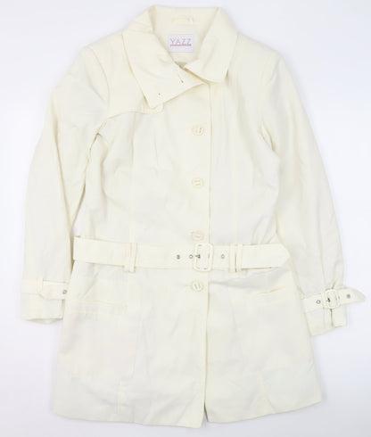 Yazz Exclusive Womens Ivory Belted Trench Coat Size 10