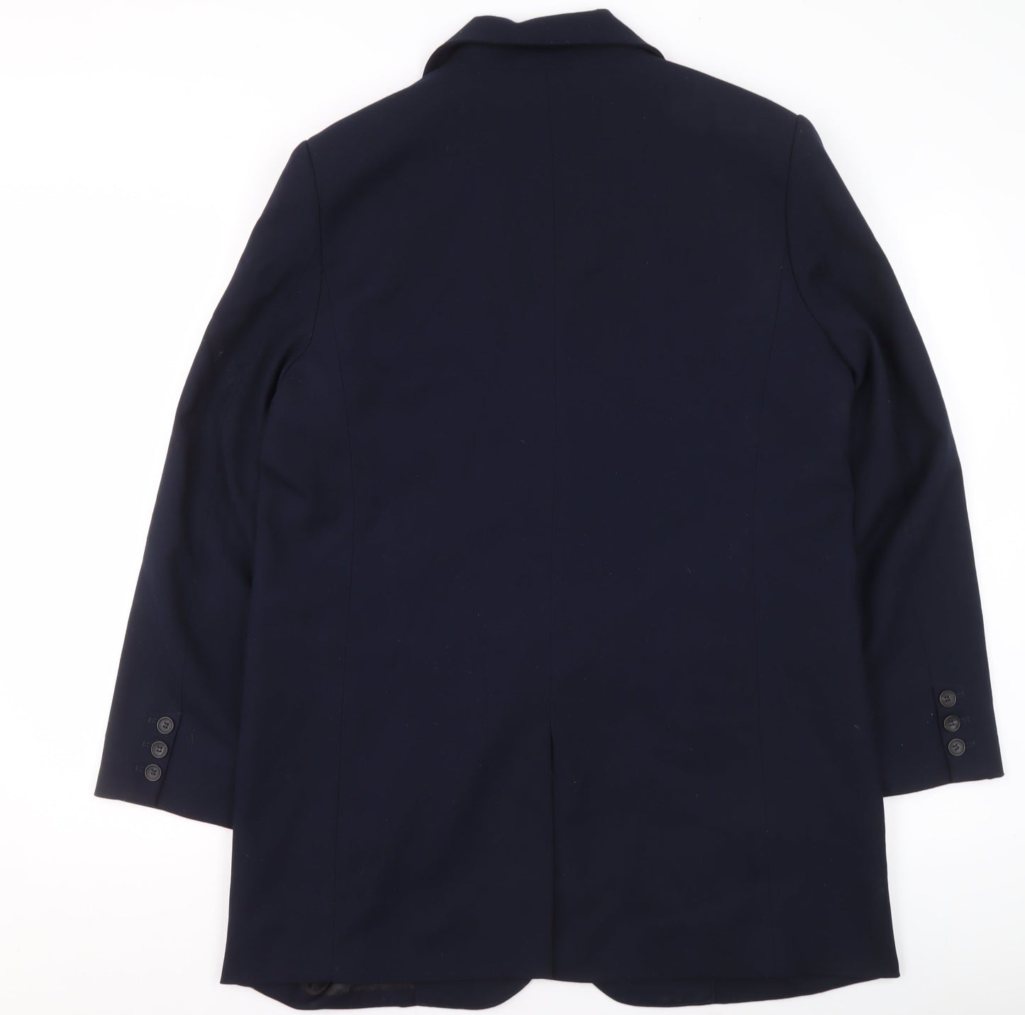 Zara Women Blue Size 12 Regular Fit Blazer Two-Button Wool Look Suit Jacket