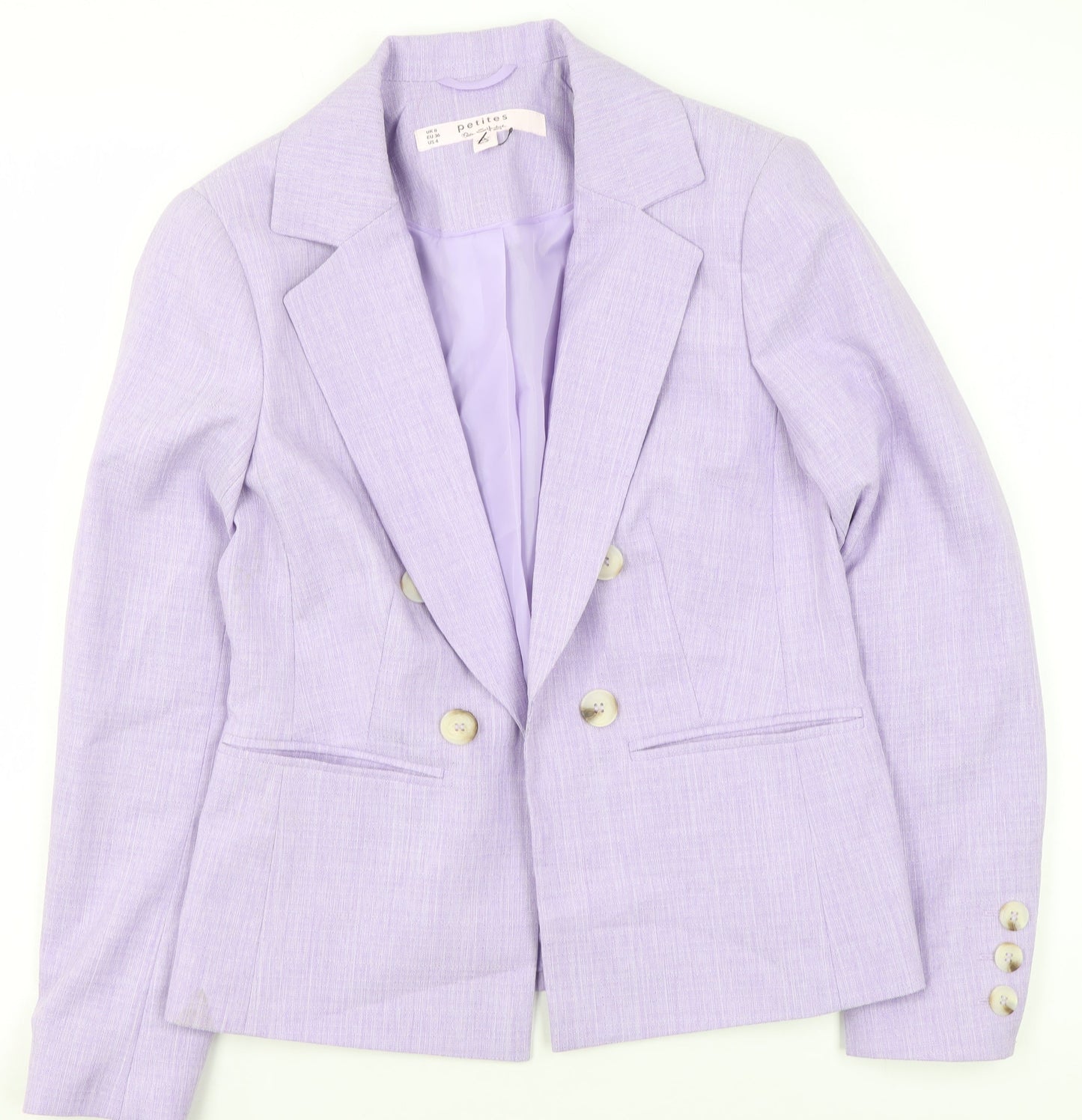 Miss Selfridge Women’s Purple Petite Double-Breasted Suit Jacket UK 8