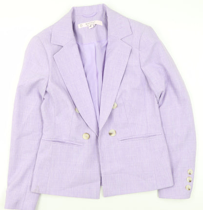 Miss Selfridge Women’s Purple Petite Double-Breasted Suit Jacket UK 8