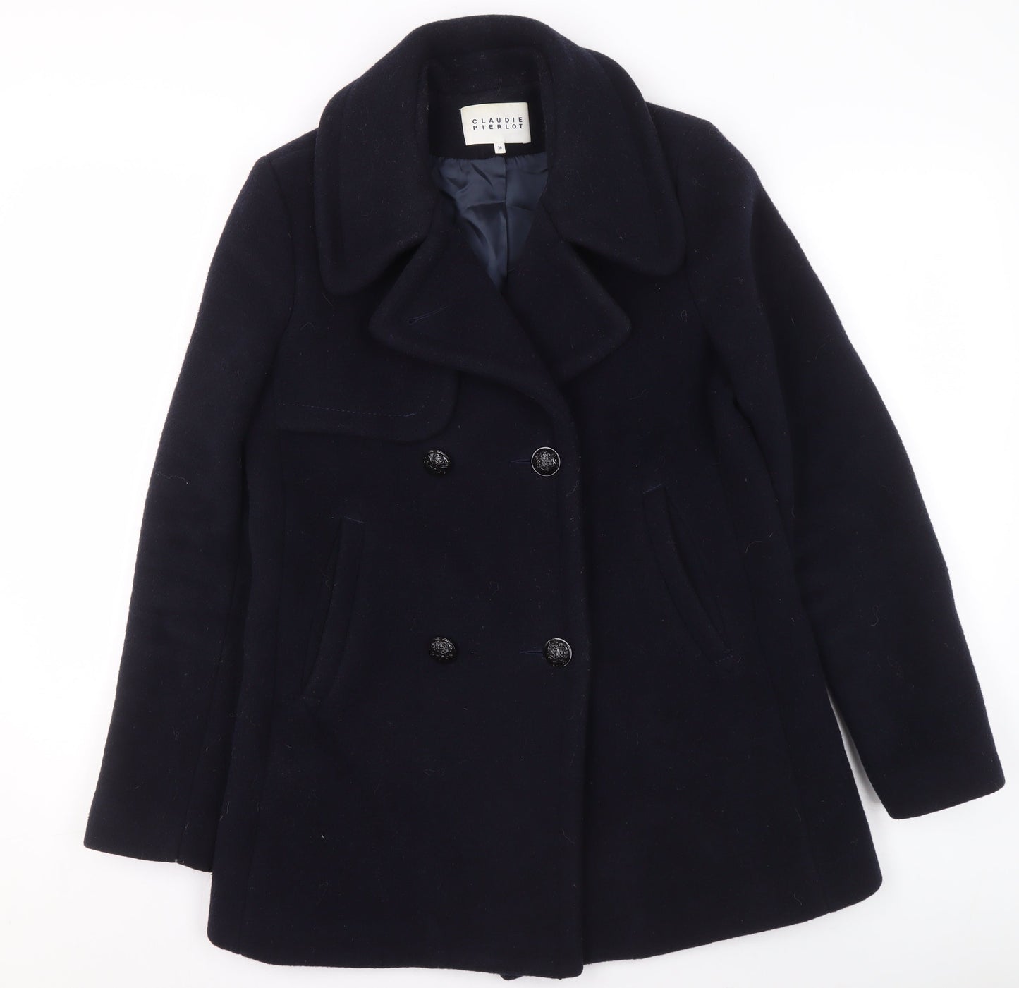 Mens UK Size 36 CLAUDIE PIERLOT Black Pea Coat