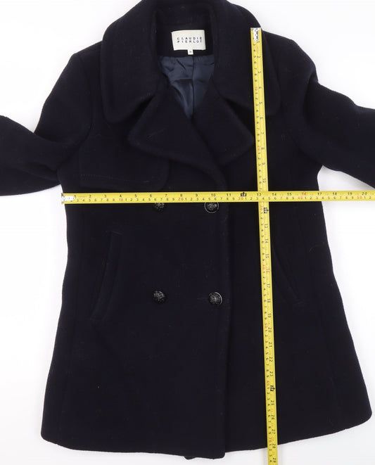 Mens UK Size 36 CLAUDIE PIERLOT Black Pea Coat