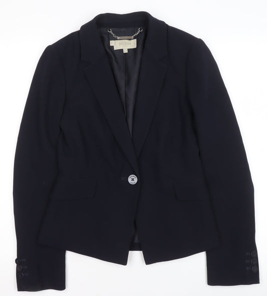 Hobbs Women Black Wool-Blend Slim Fit One Button Blazer UK 8