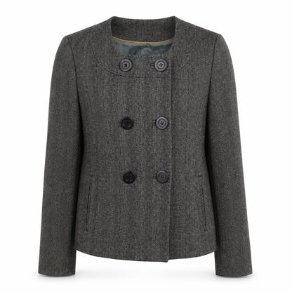 Whistles Women Grey Wool Blend Double-Breasted Suit Jacket UK 8