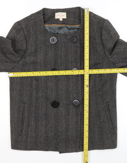 Whistles Women Grey Wool Blend Double-Breasted Suit Jacket UK 8