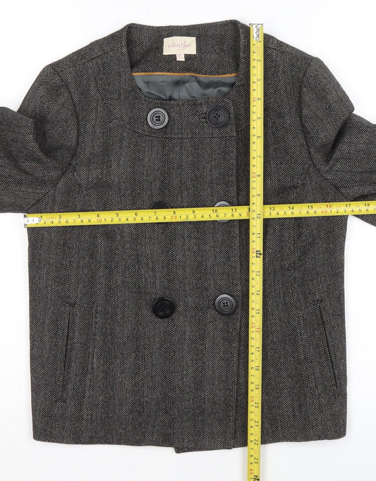 Whistles Women Grey Wool Blend Double-Breasted Suit Jacket UK 8