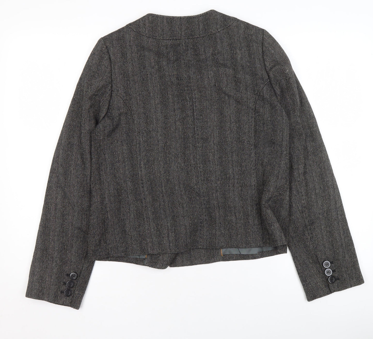 Whistles Women Grey Wool Blend Double-Breasted Suit Jacket UK 8