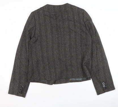 Whistles Women Grey Wool Blend Double-Breasted Suit Jacket UK 8
