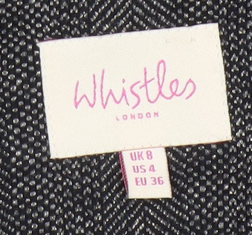 Whistles Women Grey Wool Blend Double-Breasted Suit Jacket UK 8