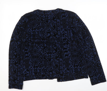 Apricot Womens Blue Velvet Floral Open Jacket Size 12