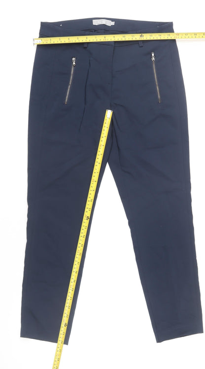 Fransa Women Blue Slim Fit Ankle Trousers Size 8