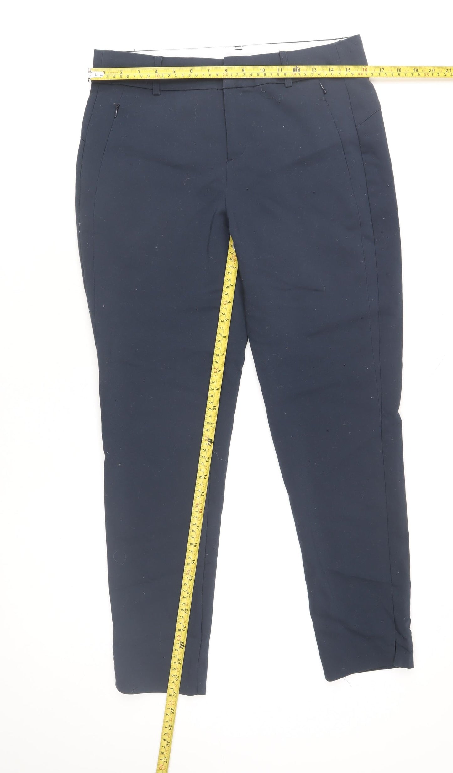Womens UK Size 10 Fransa Slim Fit Business Casual Workwear Blue Trousers