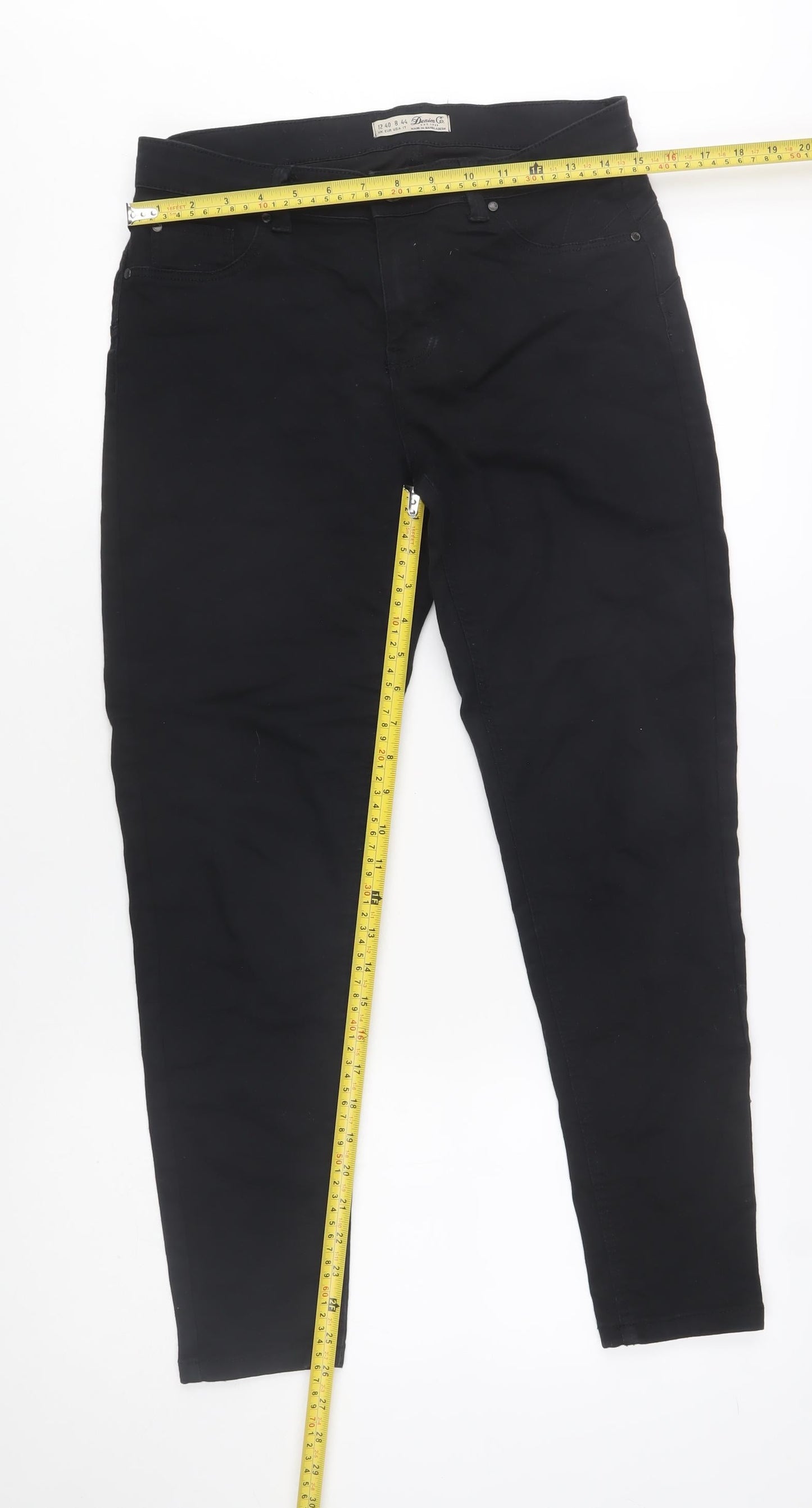 Denim Co. Women's Black Skinny Jeans Size 12 Slim Fit Mid Rise