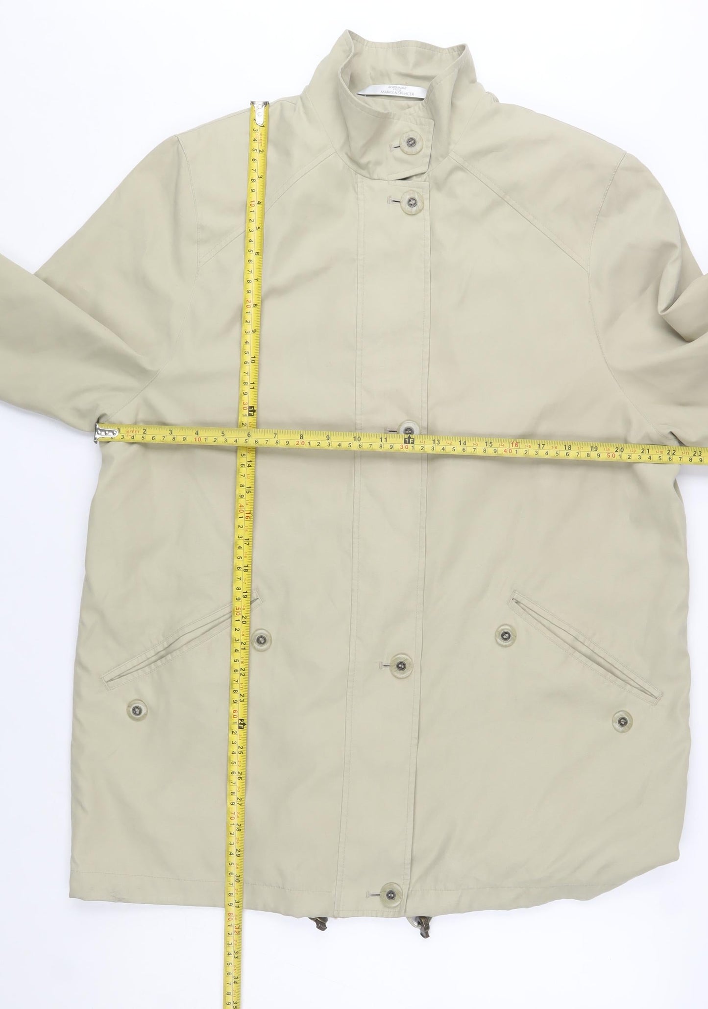 Womens UK Size 14 Marks and Spencer Beige Rain Coat