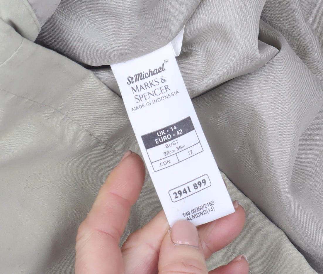 Womens UK Size 14 Marks and Spencer Beige Rain Coat