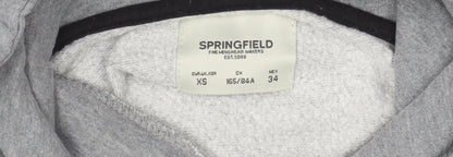 Mens UK Size XS Springfield Grey Pullover Hoodie