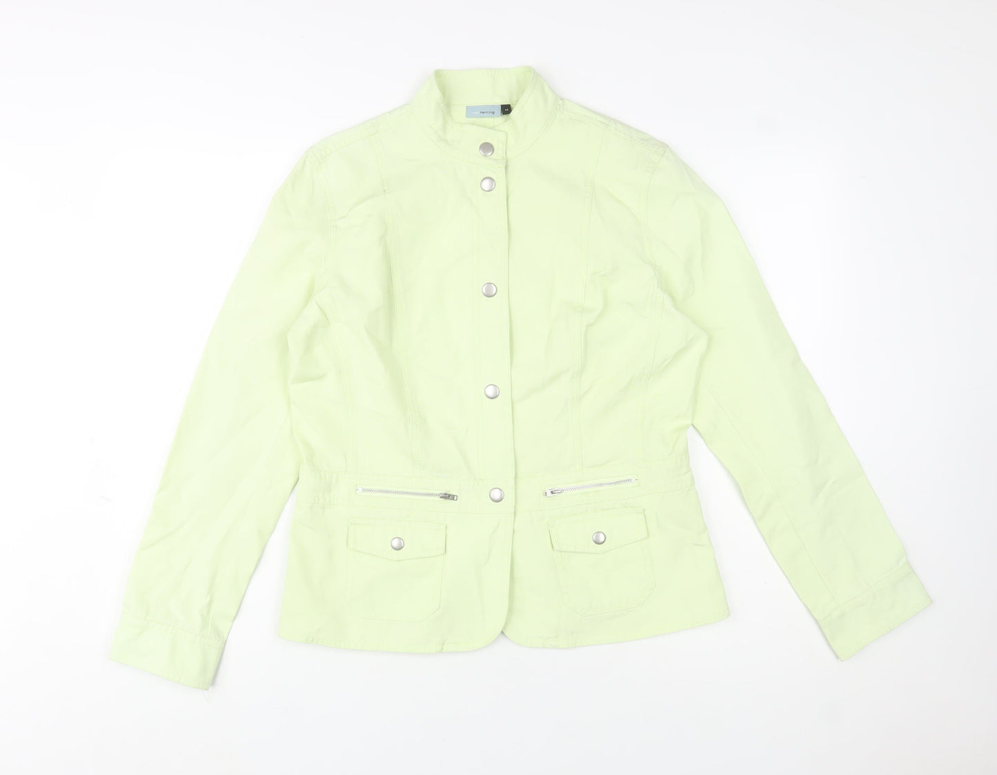 Red Herring Womens Green Cotton Jacket Size 14 Casual Style