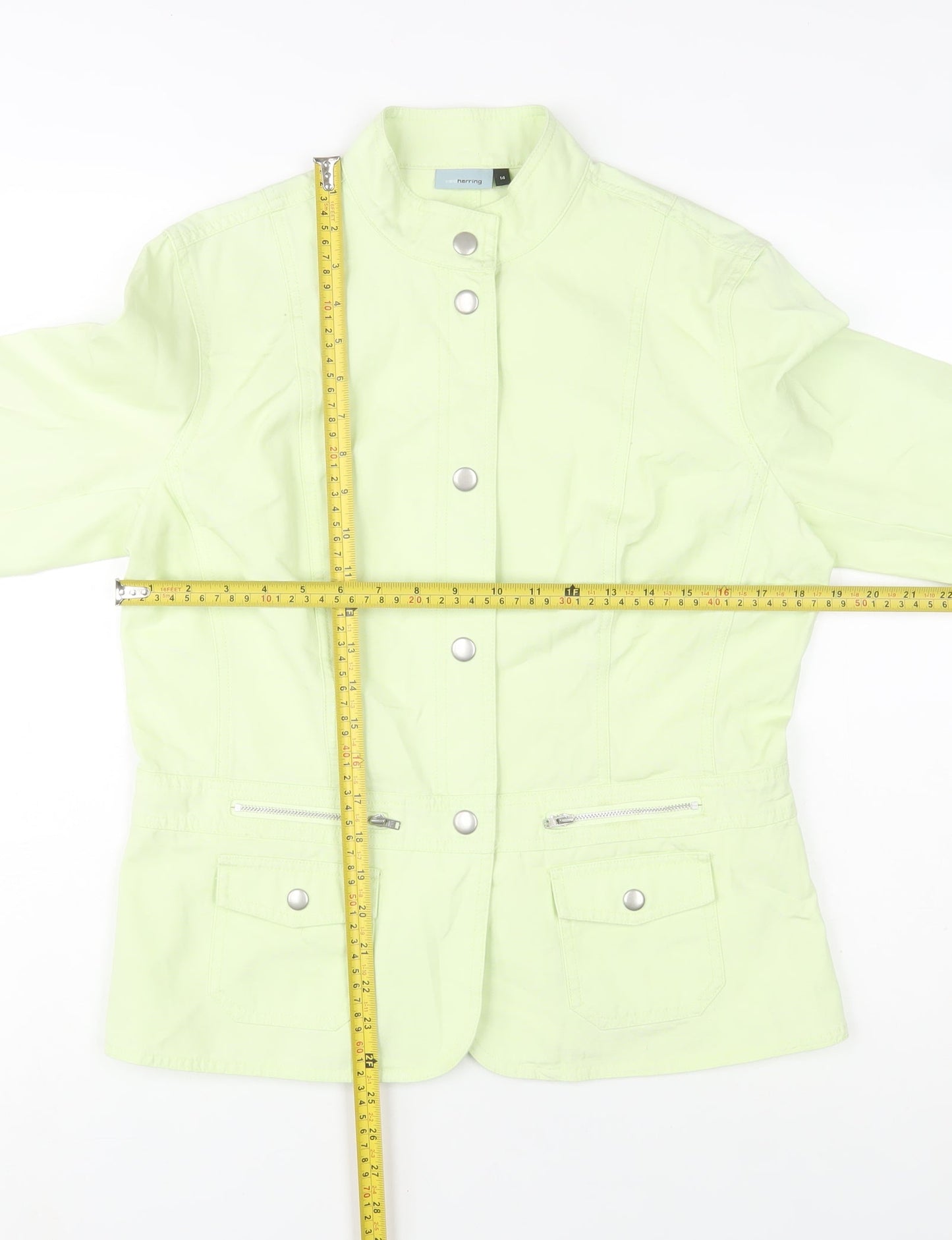 Red Herring Womens Green Cotton Jacket Size 14 Casual Style