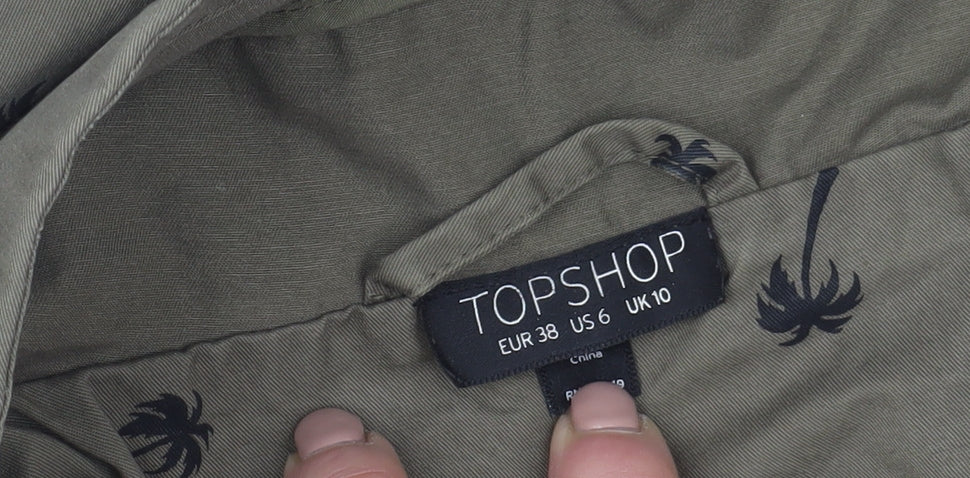 Womens UK Size 10 Topshop Green Parka Coat