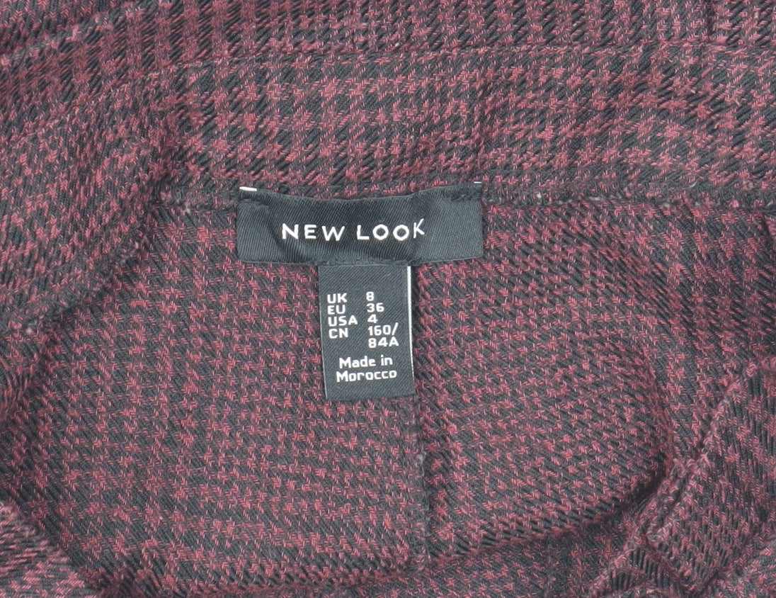 New Look Womens Brown Check High Waist Paperbag Trousers Size 8