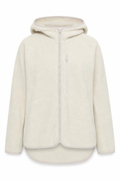 H&M Women Beige Hooded Fleece Activewear Jacket Size 12