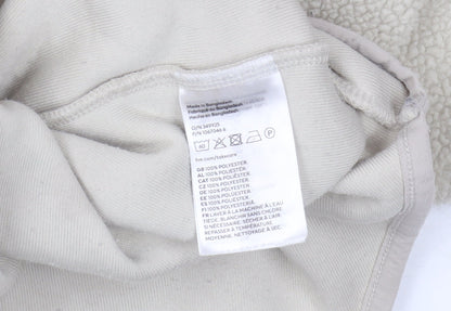 H&M Women Beige Hooded Fleece Activewear Jacket Size 12