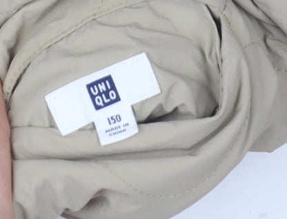Girls UK Size 11-12 Years Uniqlo Beige Quilted Coat
