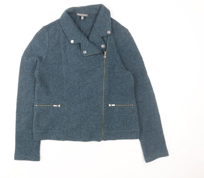 Laura Ashley Women's Blue Wool Blend Biker Jacket UK 12
