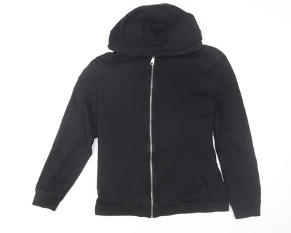 White Threads Men's Black L Basic Hooded Zip Activewear Jacket